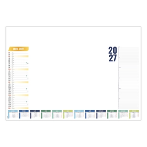Sous-main publicitaire avec calendrier et feuillets variables steno