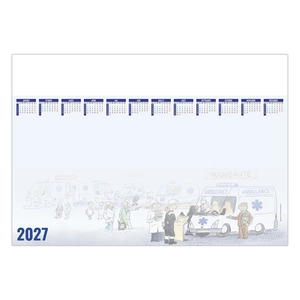 Sous-main publicitaire avec calendrier humour ambulance