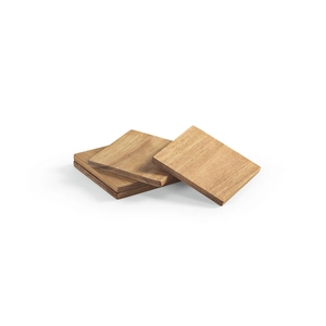 Sous verres en bois d'acacia forme carréee - par lot de 4 livrés dans une boite en kraft recyclé personnalisable