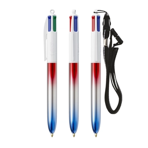 Stylo 4 couleurs BIC® Flags Collection - avec lanyard personnalisable