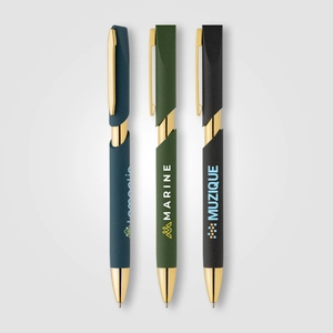 Stylo avec finitions dorées en plastique recyclé