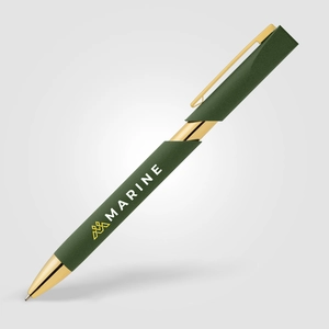 Stylo avec finitions dorées en plastique recyclé personnalisable