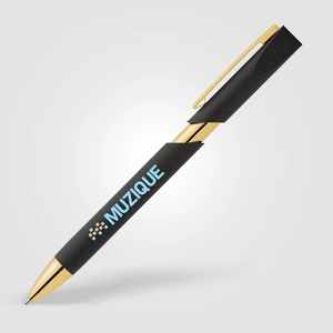 Stylo avec finitions dorées en plastique recyclé personnalisable