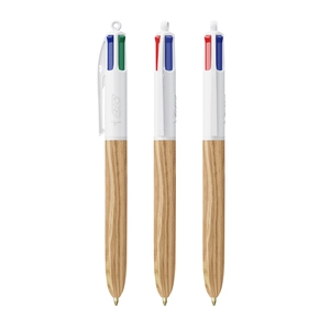 Stylo BIC® 4 Couleurs Wood Style personnalisable
