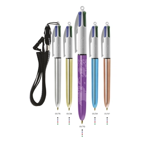 Stylo bille BIC 4 couleurs couleur métallisée brillante personnalisable