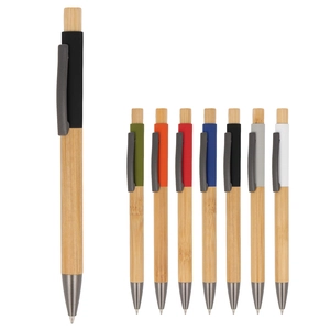 Stylo bille en aluminium avec corps et poussoir en bois personnalisable