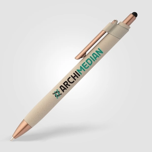 Stylo bille stylet - plastique recyclé - finition bronze personnalisable