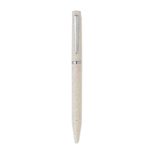 Stylo bille twist paille de blé/ABS encre bleue personnalisable