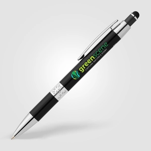 Stylo en aluminium recyclé avec finition chromée et stylet personnalisable