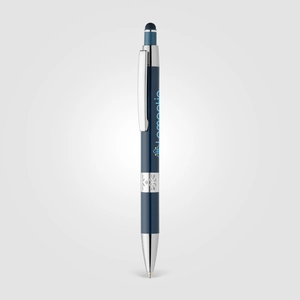 Stylo en aluminium recyclé avec finition chromée et stylet personnalisable