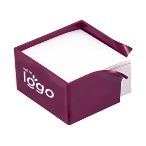 Support bloc papier, porte bloc papier FSC carré 90x90x48 mm personnalisable