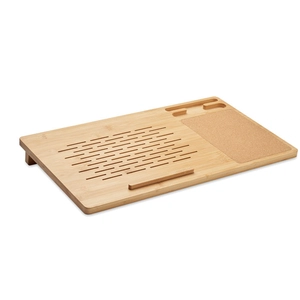 Support ordinateur portable en bambou avec tapis de souris en liège personnalisable