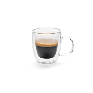 Tasse en verre borosilicate 65 ml double paroi avec anse personnalisable