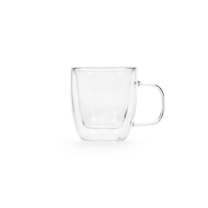 Tasse en verre borosilicate 65 ml double paroi avec anse personnalisable