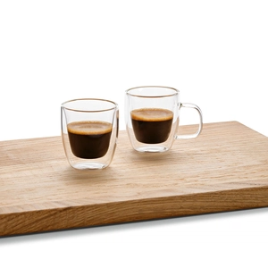 Tasse en verre borosilicate 65 ml double paroi avec anse personnalisable