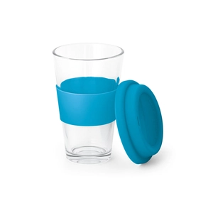 Verre de voyage 330 ml BARTY - avec bande silicone personnalisable