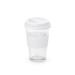 Verre de voyage 330 ml BARTY - avec bande silicone personnalisable