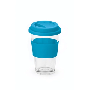 Verre de voyage 330 ml BARTY - avec bande silicone personnalisable