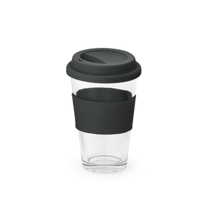 Verre de voyage 330 ml BARTY - avec bande silicone personnalisable