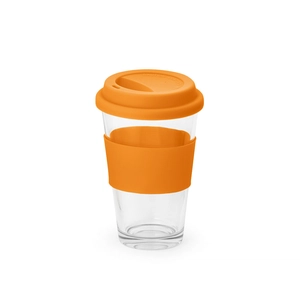 Verre de voyage 330 ml BARTY - avec bande silicone personnalisable