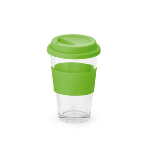 Verre de voyage 330 ml BARTY - avec bande silicone personnalisable