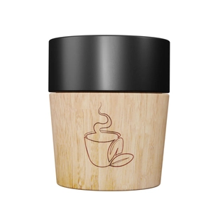 Coffret de 4 tasses en céramique et bois d'hévéa - base aimantée pour lavage personnalisable