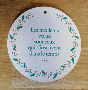 Carte en papier de graines rond - diamètre 10cm 250gr personnalisable