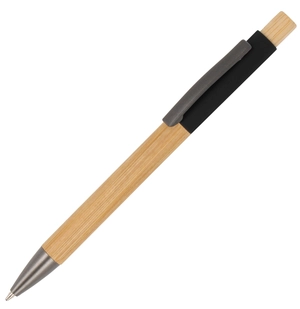 Stylo bille en aluminium avec corps et poussoir en bois personnalisable