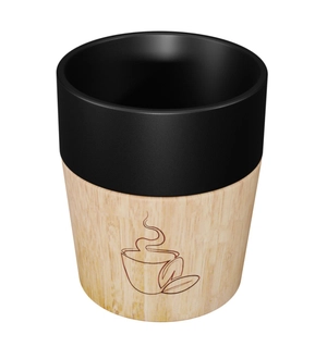 Coffret de 4 tasses en céramique et bois d'hévéa - base aimantée pour lavage personnalisable