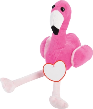 Peluche Flamant avec fourrure douce et cœur à personnaliser personnalisable