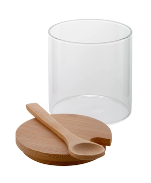 Pot à épices en verre - couvercle et cuillère bambou personnalisable