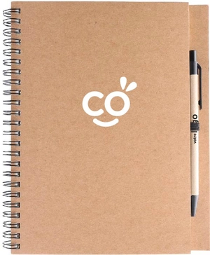 Carnet A5 à spirales en carton recyclé avec stylo éco-responsable personnalisable