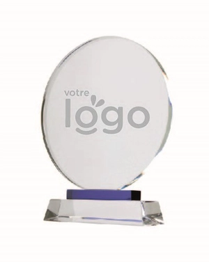 Trophée rond en cristal - livré dans boîte cadeau personnalisable