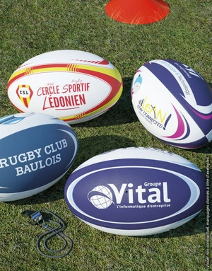 Ballon de rugby avec revêtement extérieur antiglisse - Taille 5 officielle personnalisable