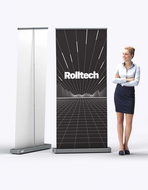 Rollup élégant 85x200 cm avec revêtement noir brillant personnalisable