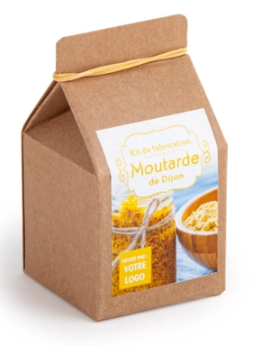 Mini coffret gastronomie moutarde de dijon version kraft personnalisable