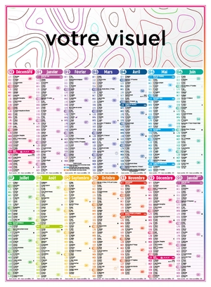 Calendrier bancaire 2025  4 SAISONS - Carte France verso - VERTICAL personnalisable