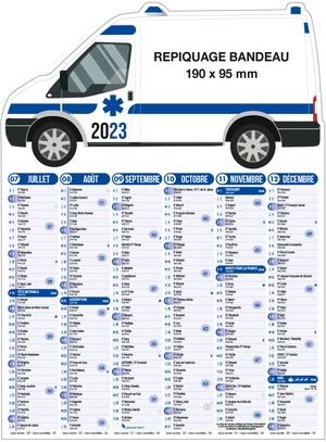 Calendrier bancaire 2025  AMBULANCE 55 x 40 cm - 6 mois par face personnalisable