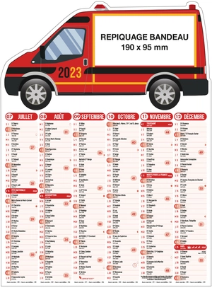 Calendrier bancaire 2025  POMPIERS 55 x 40 cm - 6 mois par face personnalisable