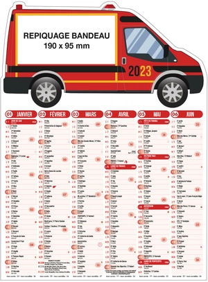 Calendrier bancaire 2025  POMPIERS 55 x 40 cm - 6 mois par face personnalisable