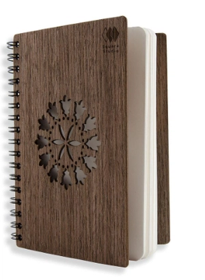 Carnet de notes A6 en bois à spirales - pages certifiées FSC personnalisable