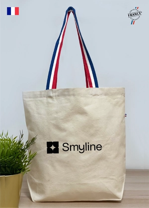 Totebag Origine France garantie 250gr/m2 Tissage en France - Anses tricolores personnalisable