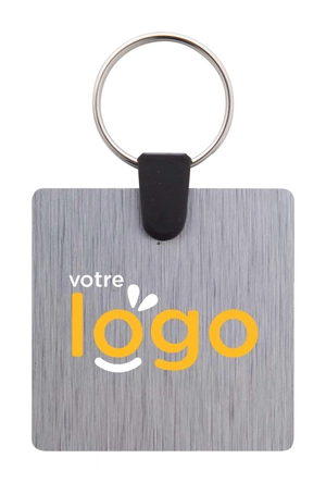 Porte clés carré en aluminium brossé personnalisable