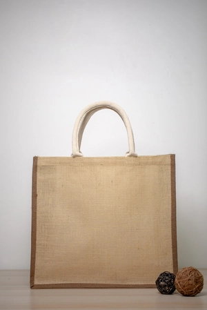 Sac cabas en jute haute qaulité avec anses en cordon - soufflet intégral de 15cm personnalisable