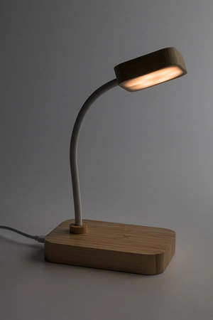 Lampe de bureau multifonctionnelle en bambou avec 12 LED personnalisable