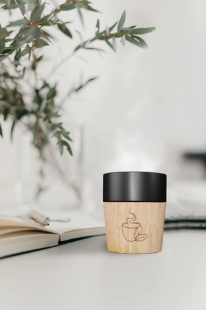 Mug céramique 150 ml avec sa base aimantée en bois d'hévéa personnalisable