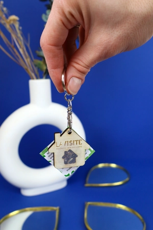 Porte-clé graines et bois personnalisable