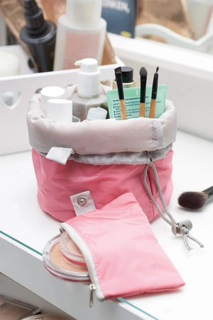 Trousse de toilette en nylon avec cordon de serrage personnalisable