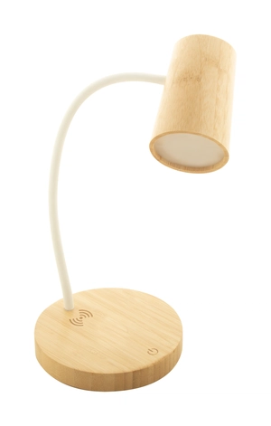 Lampe de bureau en bambou avec chargeur sans fil 15W personnalisable