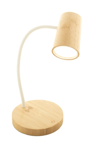 Lampe de bureau en bambou avec chargeur sans fil 15W personnalisable